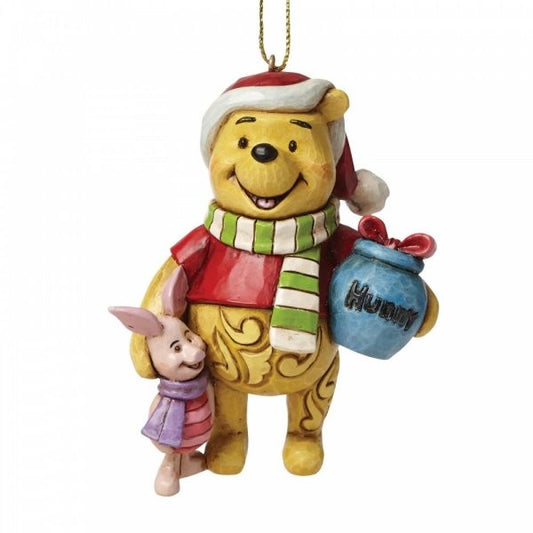 DISNEY TRADITIONS BY JIM SHORE HANGING ORNAMENT CHRISTMAS POOH & PIGLET 9CM