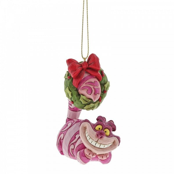 DISNEY TRADITIONS BY JIM SHORE CHRISTMAS HANGING ORNAMENT CHESHIRE CAT WITH WREATH 9CM