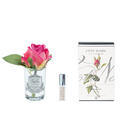 COTE NOIRE PERFUMED NATURAL TOUCH ROSE BUD CLEAR GLASS MAGENTA