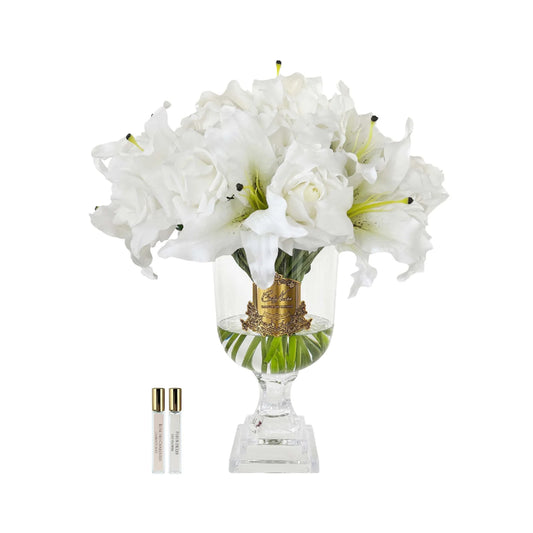 COTE NOIRE VERSAILLES LILLIES & ROSE BOUQUET GOLD BADGE IN WHITE