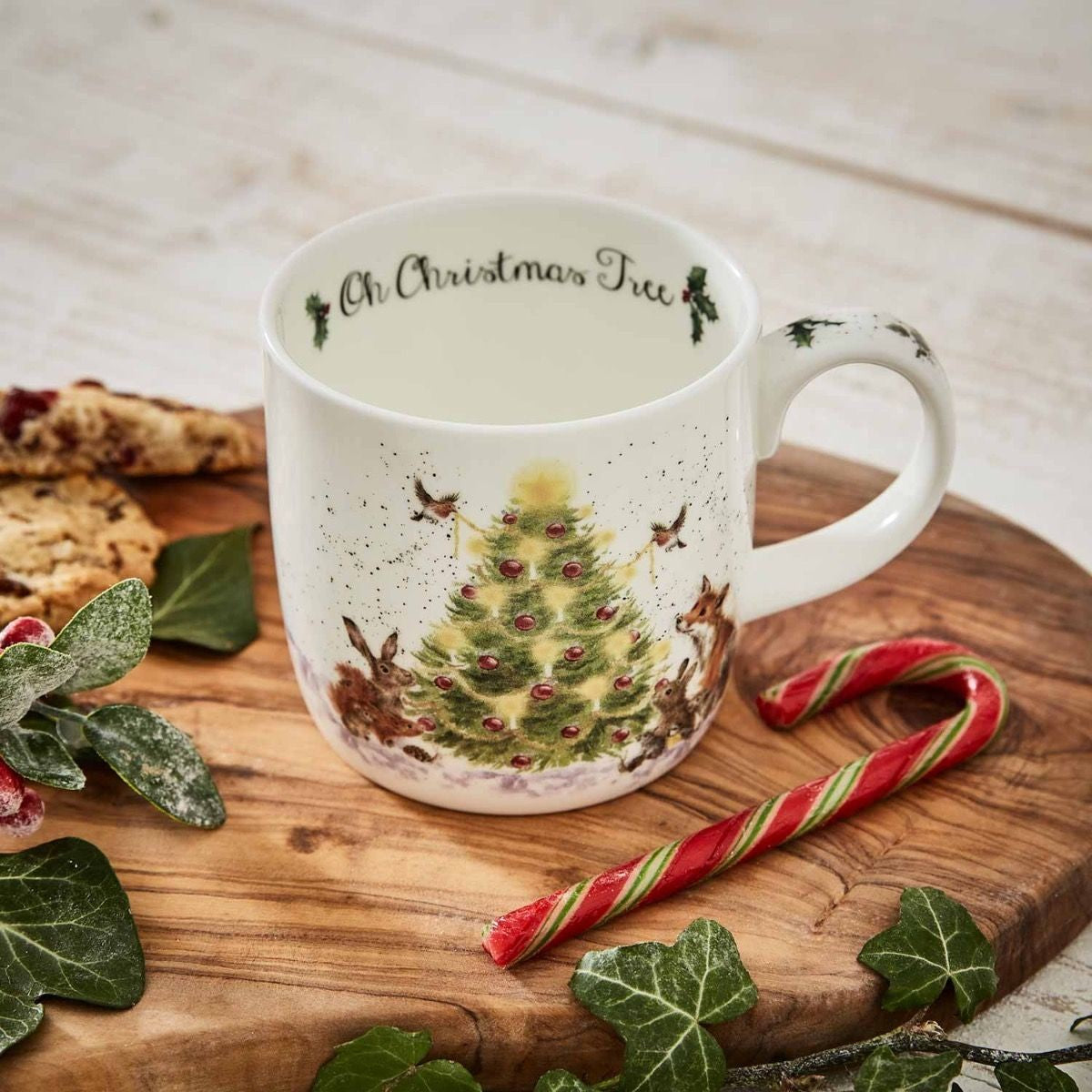 ROYAL WORCESTER WRENDALE CHRISTMAS MUG OH CHRISTMAS TREE WITH ANIMALS