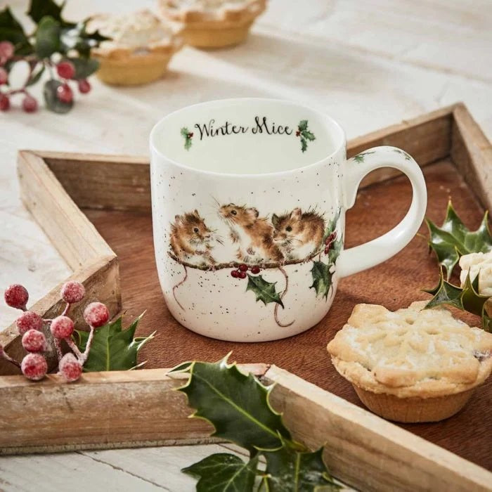 ROYAL WORCESTER WRENDALE CHRISTMAS MUG WINTER MICE