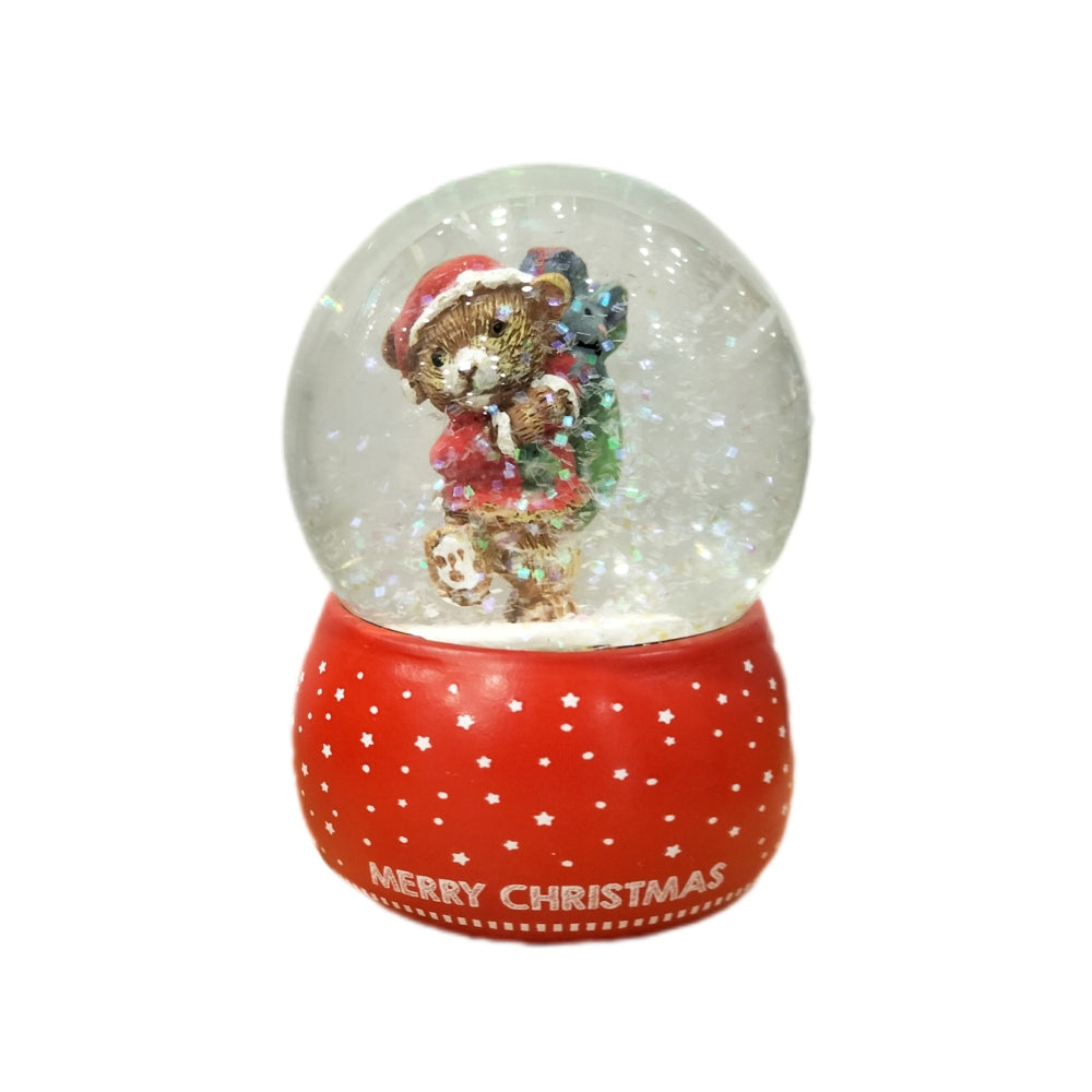 ASHDENEHONEY POT BEAR CHRISTMAS SMALL SNOW GLOBE SANTA'S HELPER