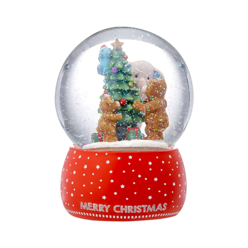 ASHDENEHONEY POT BEAR CHRISTMAS MEDIUM SNOW GLOBE MUSICAL