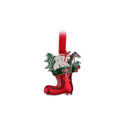 WHITEHILL HANGING ORNAMENT SILVER PLATED CHRISTMAS BOOT STOCKING