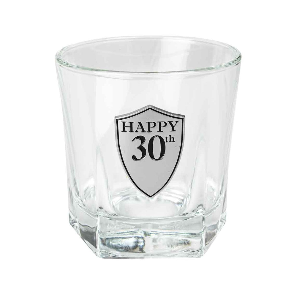 WHISKY GLASS WITH BADGE 210ML 30TH BIRTHDAY