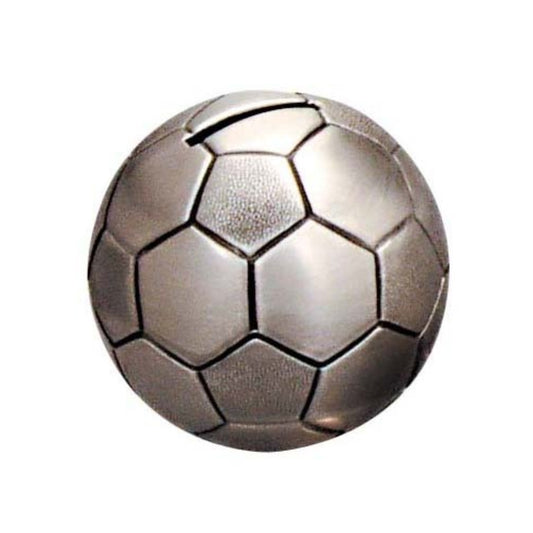 THE RUSSELL COLLECTION PEWTER FINISH MONEY BANK SOCCER BALL