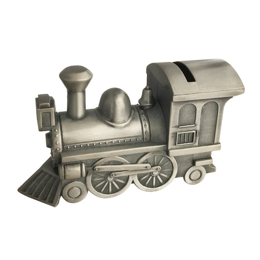 THE RUSSELL COLLECTION PEWTER FINISH MONEY BANK TRAIN