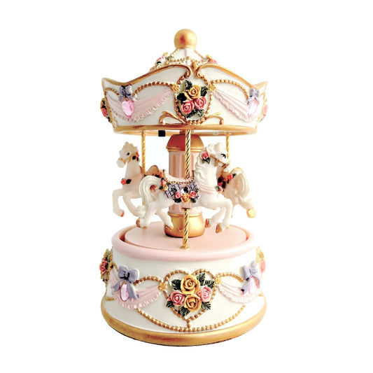 THE RUSSELL COLLECTION CAROUSEL 3 HORSE PETITE ROSE