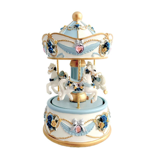 THE RUSSELL COLLECTION CAROUSEL 3 HORSE PETITE BLUE