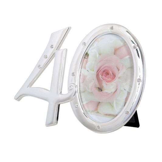 THE RUSSELL COLLECTION NUMBER PHOTO FRAME 40TH BIRTHDAY SILVER WITH DIAMONTE