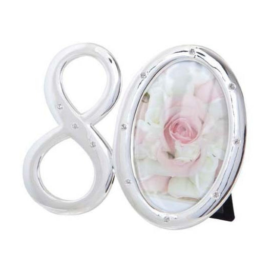 THE RUSSELL COLLECTION NUMBER PHOTO FRAME 80TH BIRTHDAY SILVER WITH DIAMONTE