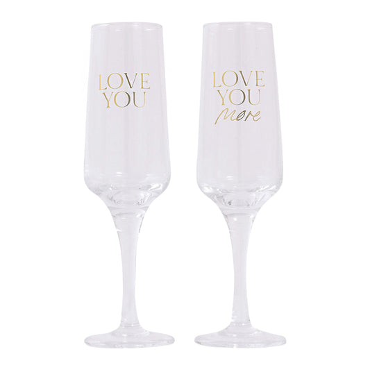 WEDDING CHAMPAGNE GLASS SET LOVE YOU