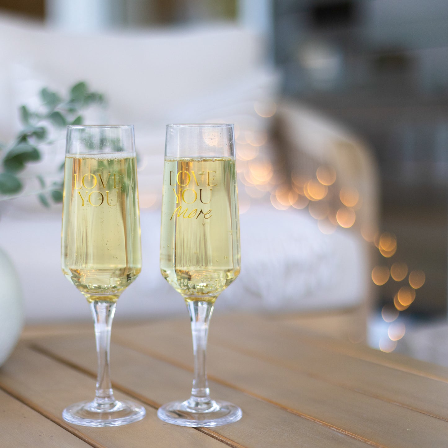 WEDDING CHAMPAGNE GLASS SET LOVE YOU