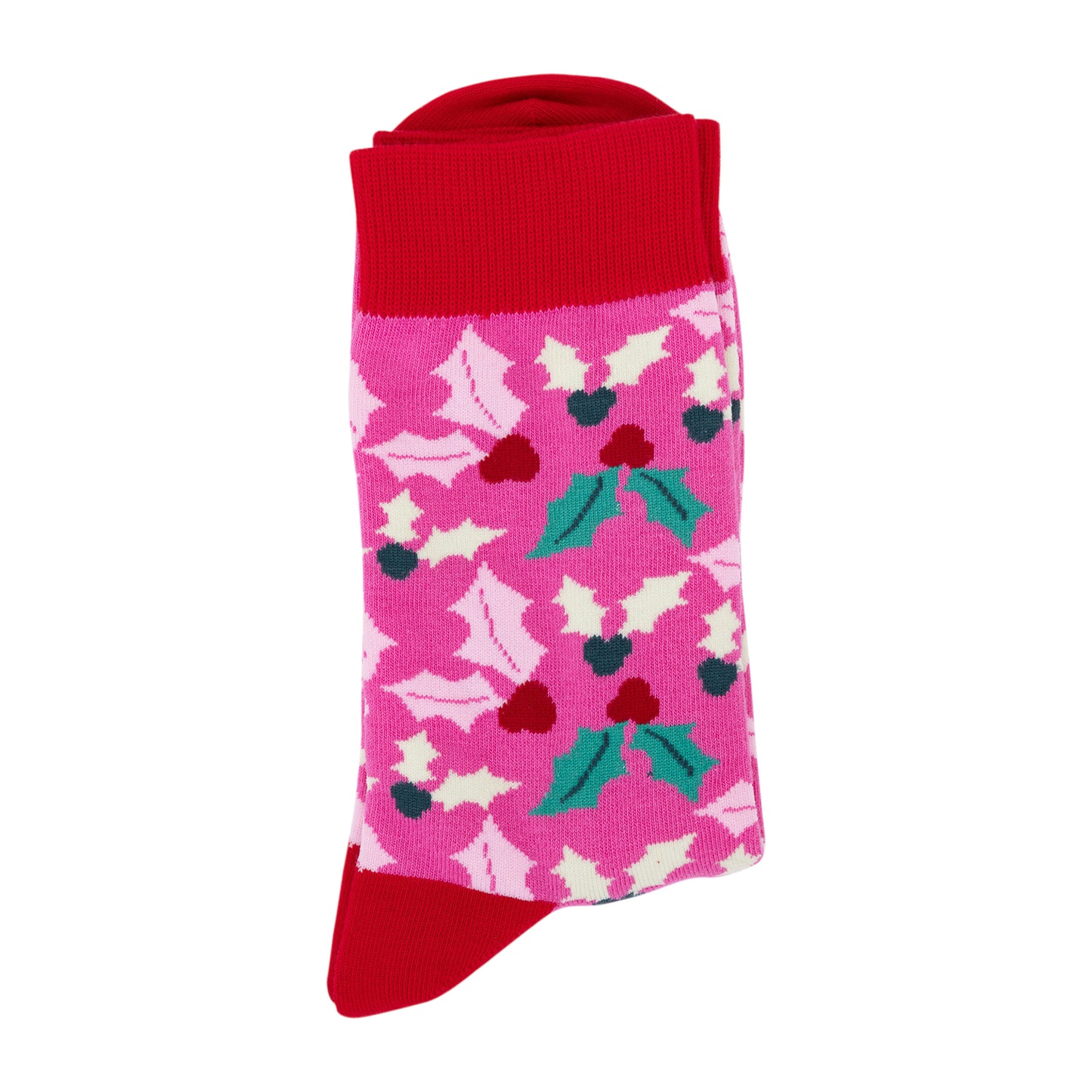 CHRISTMAS SOCKS HOLLY DESIGN