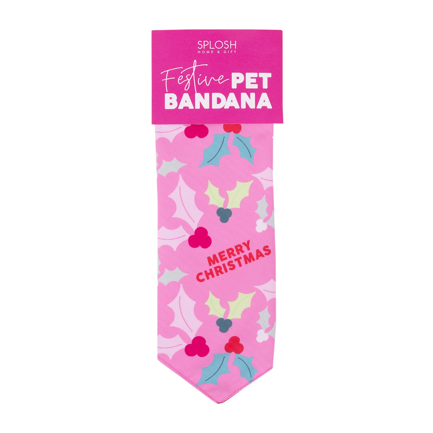 CHRISTMAS DOG BANDANA HOLLY DESIGN