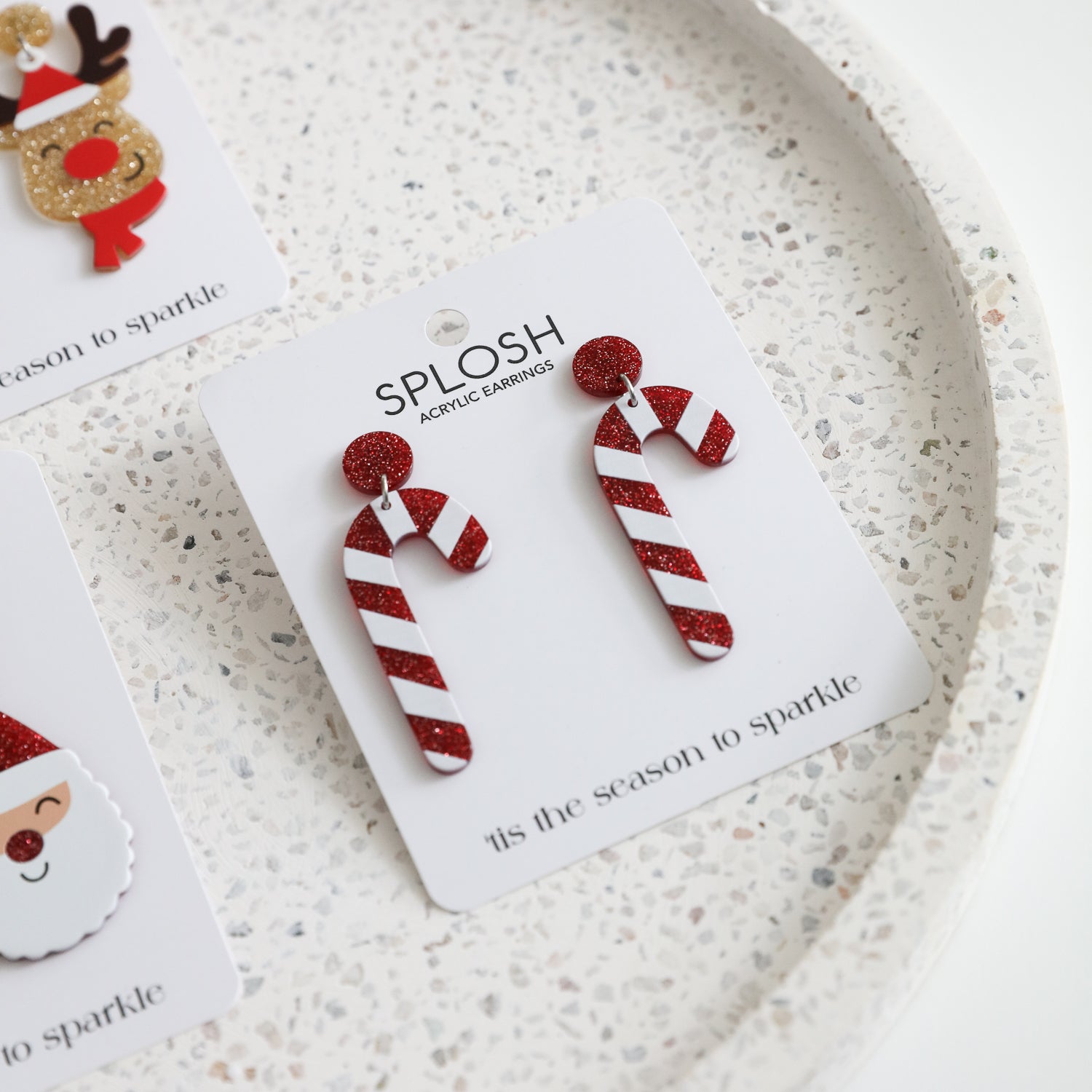 CHRISTMAS EARRINGS CANDY CANE DESIGN