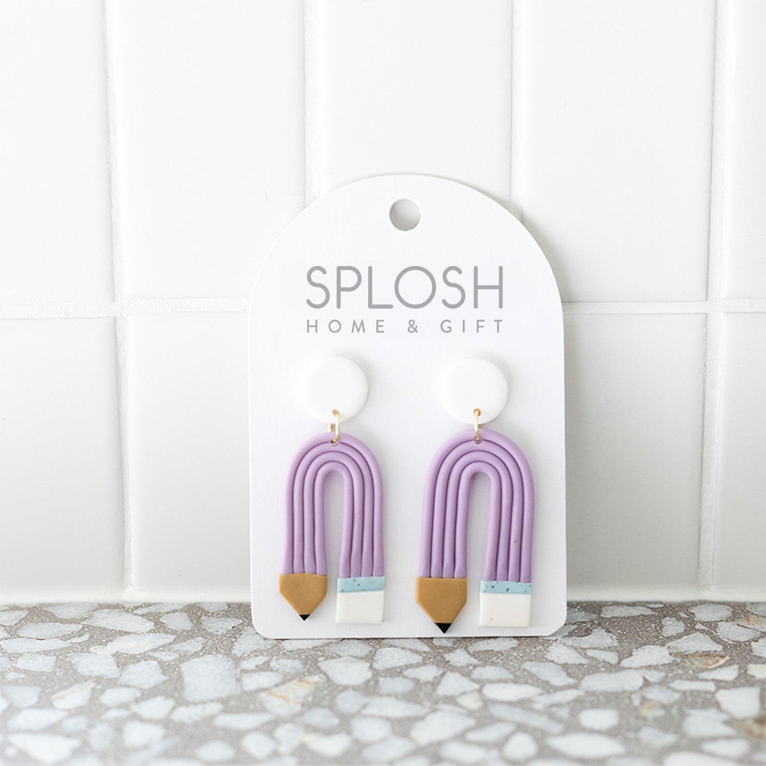 TEACHER EARRINGS PURPLE PENCIL