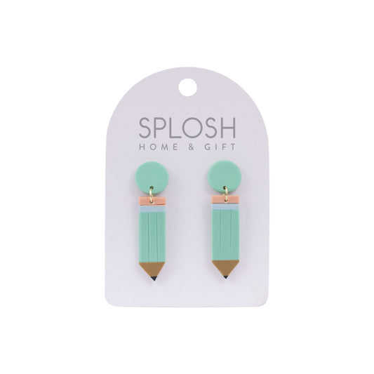 TEACHER EARRINGS MINT PENCIL