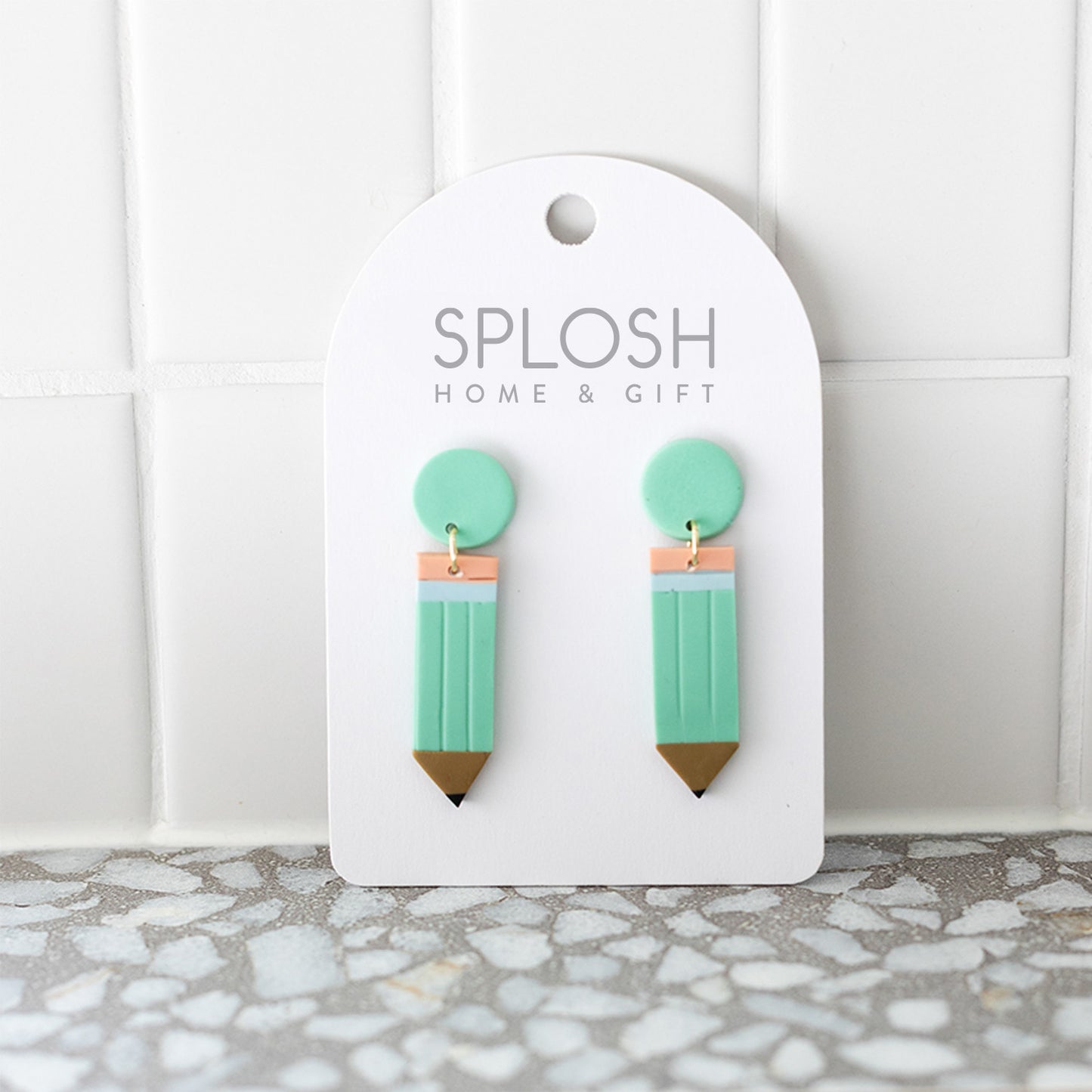 TEACHER EARRINGS MINT PENCIL