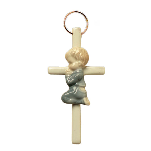 CERAMIC CROSS BOY PRAYING