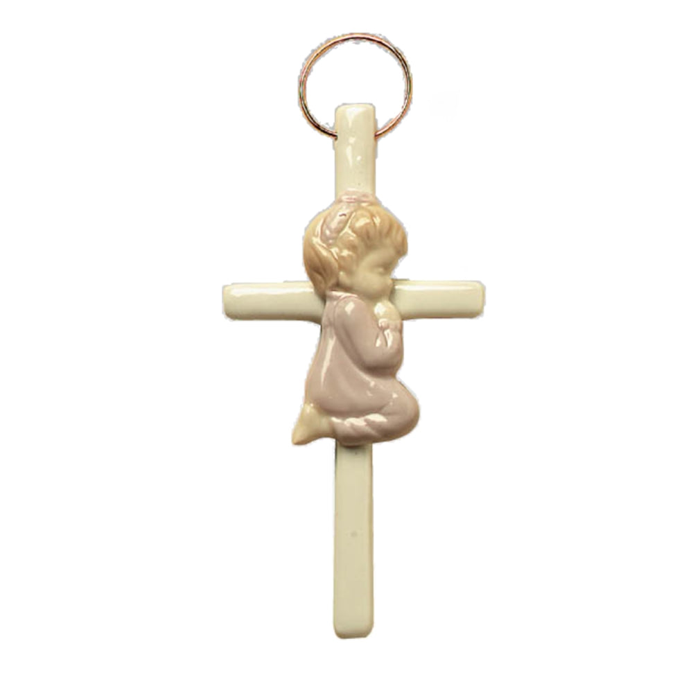 CERAMIC CROSS GIRL PRAYING