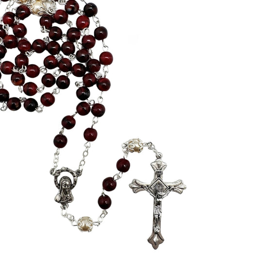 ROSARY BEAD COLOUR IMITATION STONES AGATE RED 