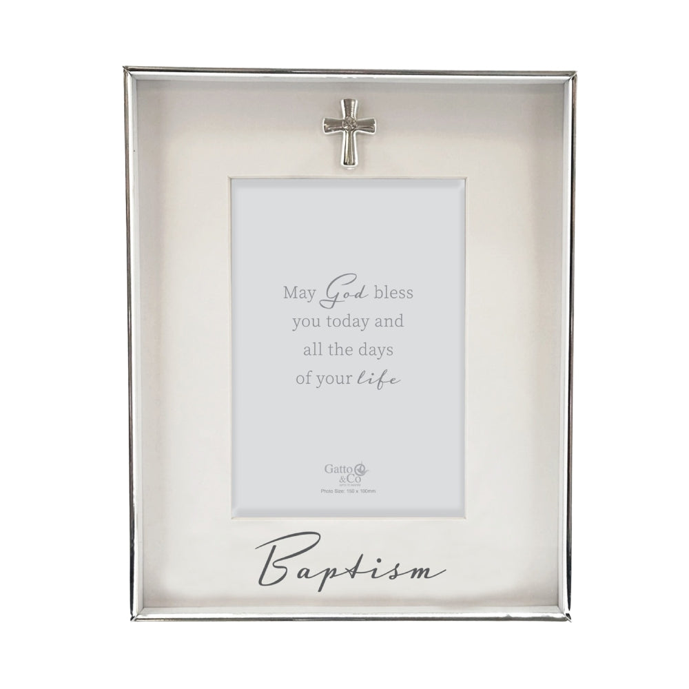 PHOTO FRAME SILVER WITH MOTIFF BAPTISM 6X4