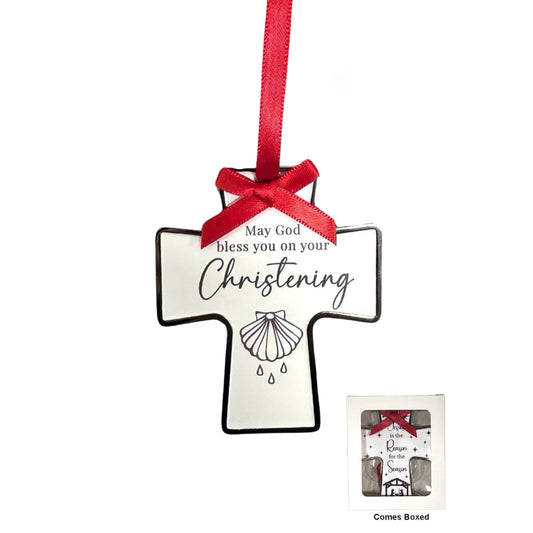 METAL CROSS HANGING ORNAMENT CHRISTENING