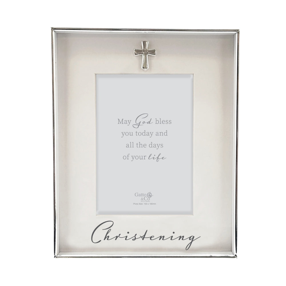 PHOTO FRAME SILVER WITH MOTIFF CHRISTENING 6X4