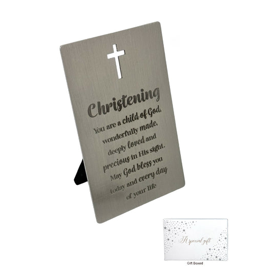 STAINLESS STEEL METAL PLAQUE CHRISTENING