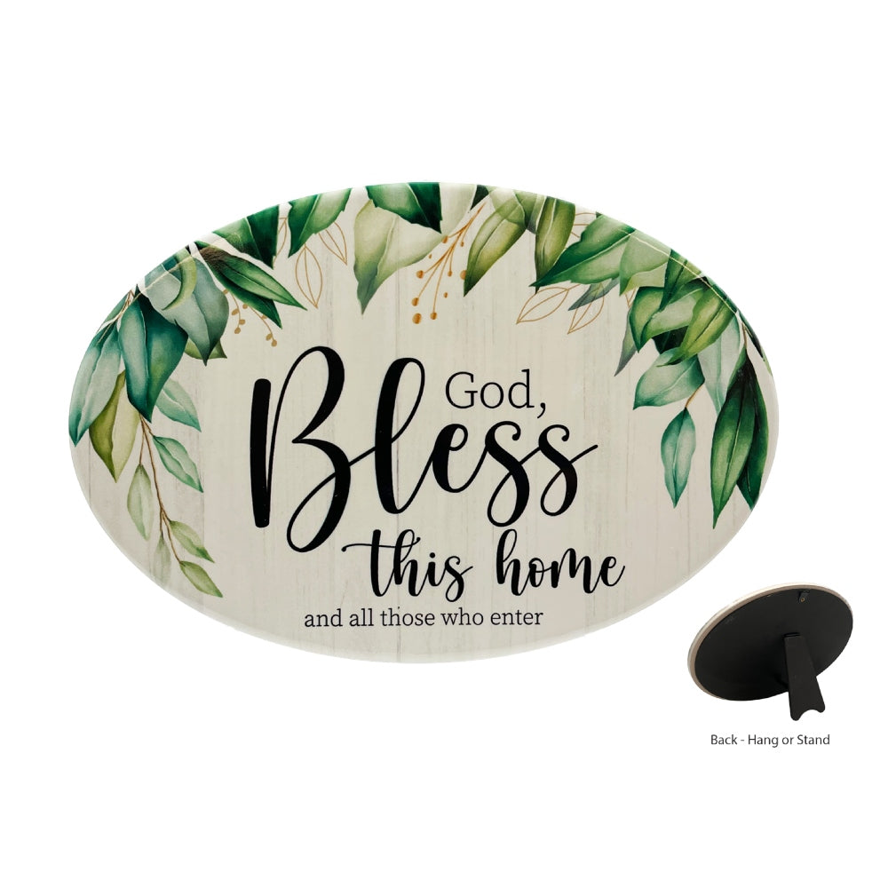 HOME WARMER OVAL CERAMIC PLAQUE GOD BLESS THIS HOME