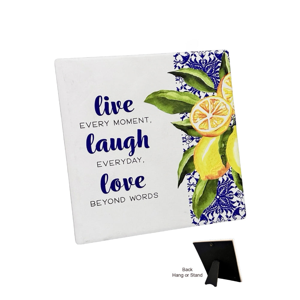 AMALFI CERAMIC PLAQUE WITH VERSE LIVE LAUGH LOVE