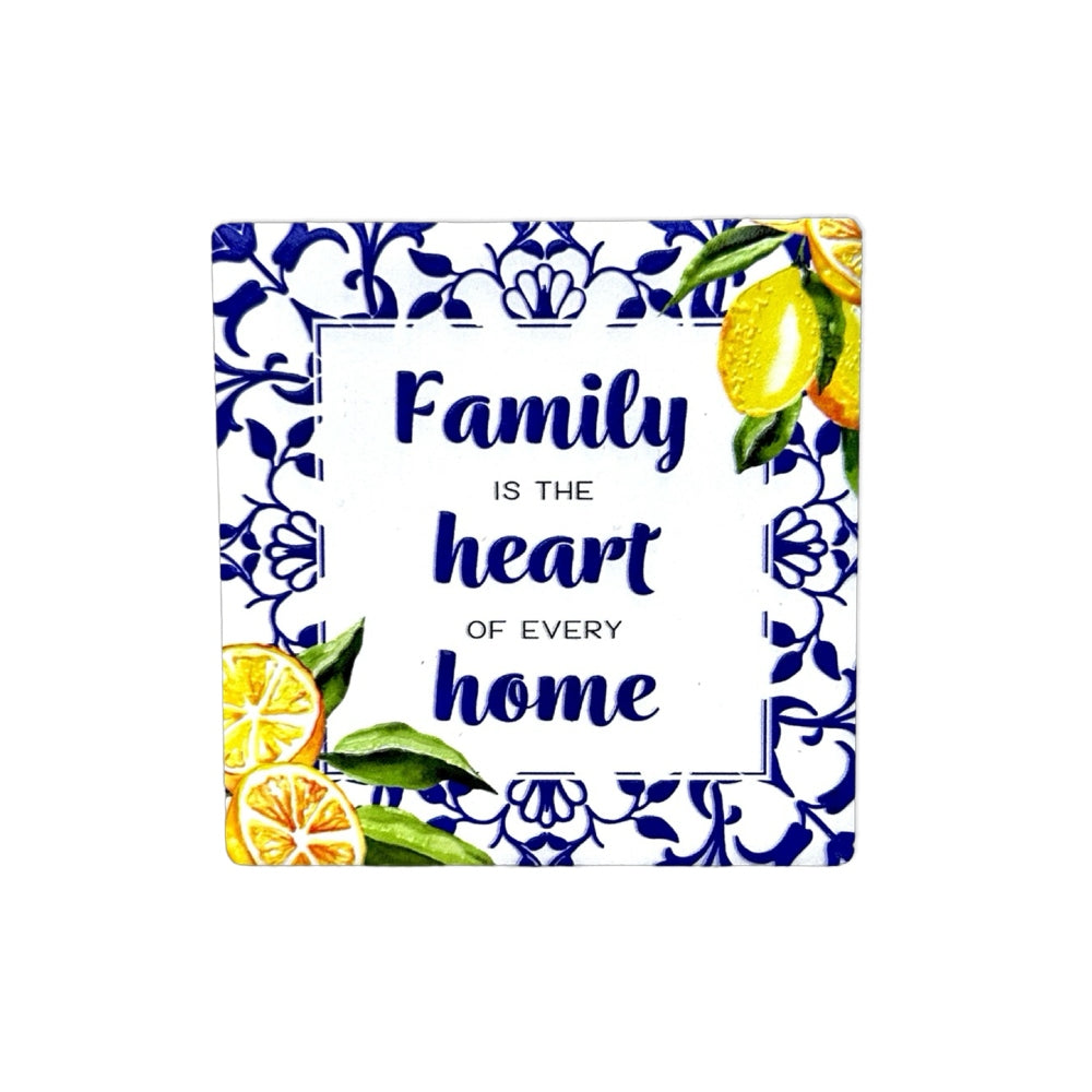 AMALFI CERAMIC MAGNET WITH VERSE FAMILY HEART HOME