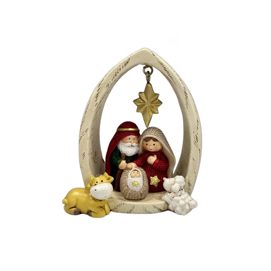 GATTO & CO CHRISTMAS NATIVITY RESIN KIDDIE HOLY FAMILY FIGURINE