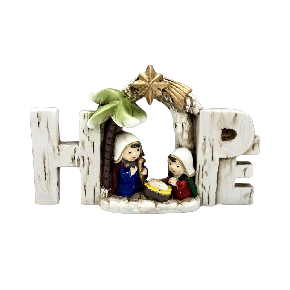 GATTO & CO CHRISTMAS NATIVITY RESIN KIDDIE HOLY FAMILY HOPE FIGURINE