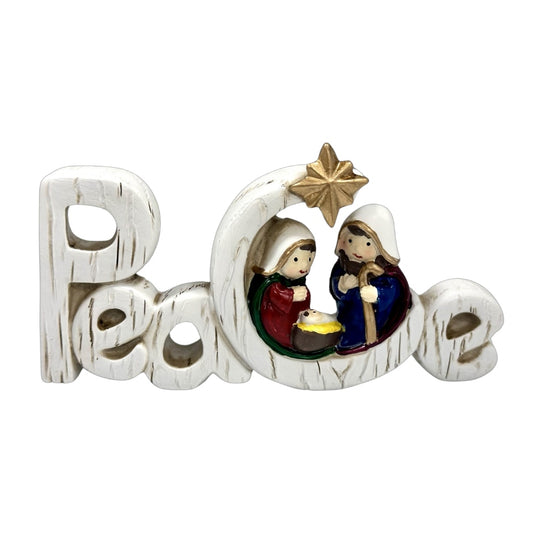 GATTO & CO CHRISTMAS NATIVITY RESIN KIDDIE HOLY FAMILY PEACE FIGURINE