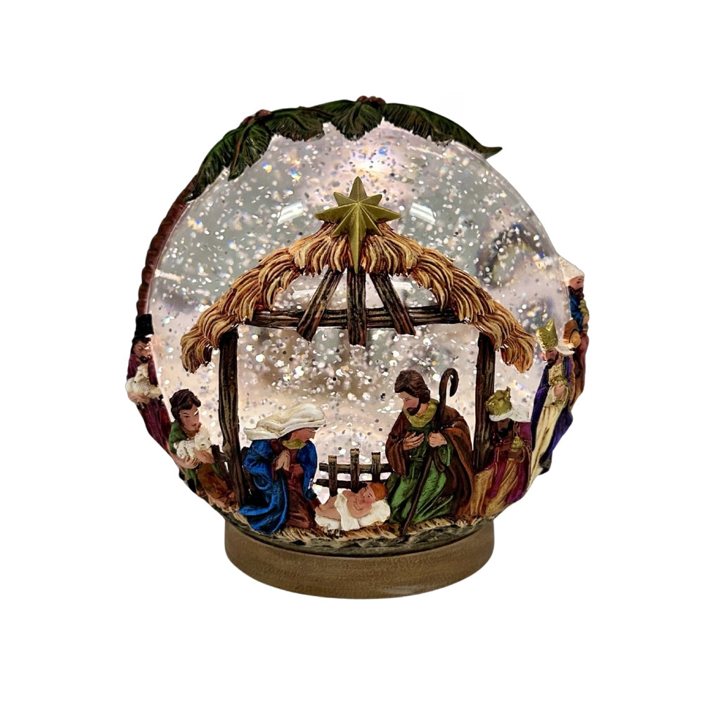 GATTO & CO CHRISTMAS NATIVITY LED SNOW GLOBE 16CM