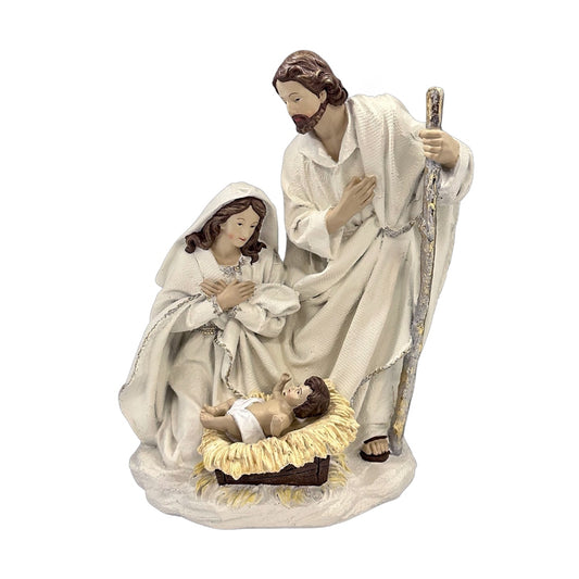 GATTO & CO CHRISTMAS NATIVITY RESIN HOLY FAMILY WHITE 28CM