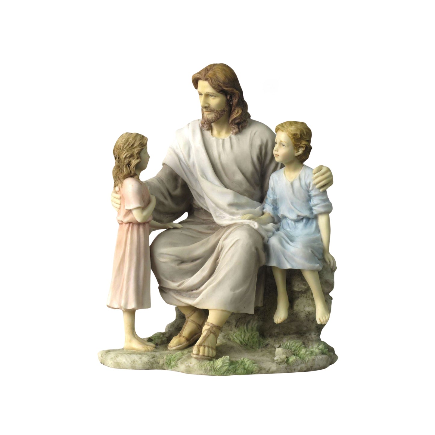 VERONESE DESIGNS FIGURINE COLOURED JESUS WITH CHILDREN