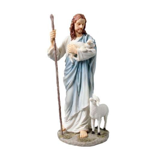 VERONESE DESIGNS FIGURINE COLOURED JESUS GOOD SHEPHERD