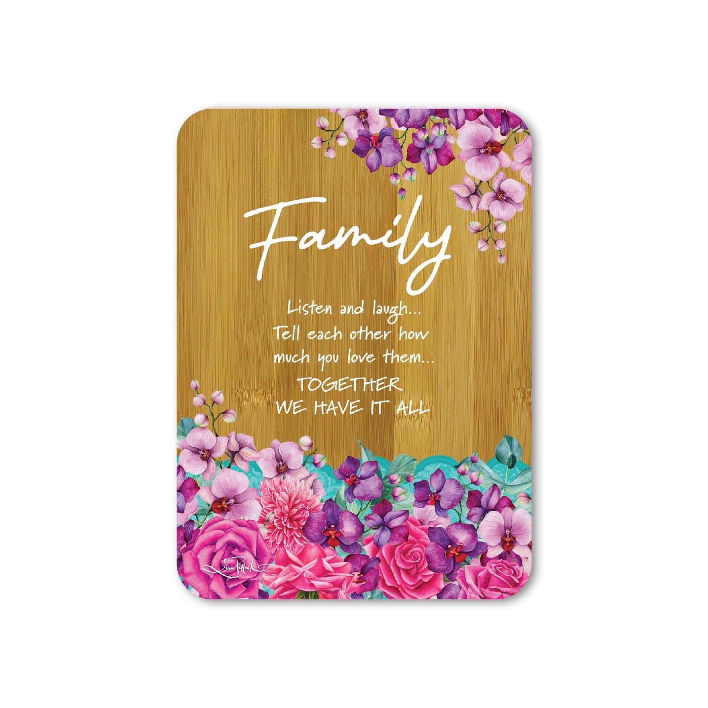 LISA POLLOCK AFFIRMATIONS PLAQUE ROSE BOUQUET FAMILY