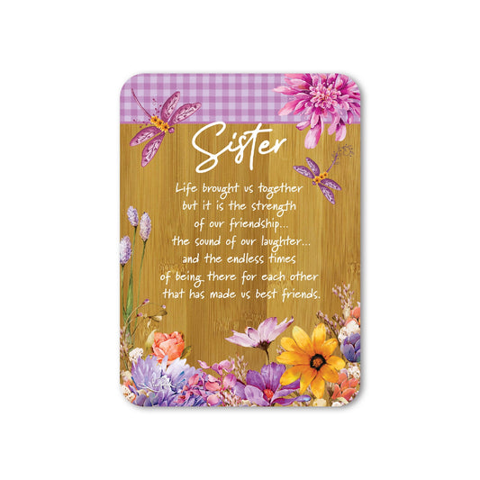 LISA POLLOCK AFFIRMATIONS PLAQUE DRAGONFLY FIELDS SISTER