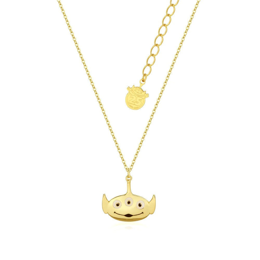 DISNEY COUTURE KINGDOM TOY STORY ALIEN NECKLACE YELLOW GOLD PLATED