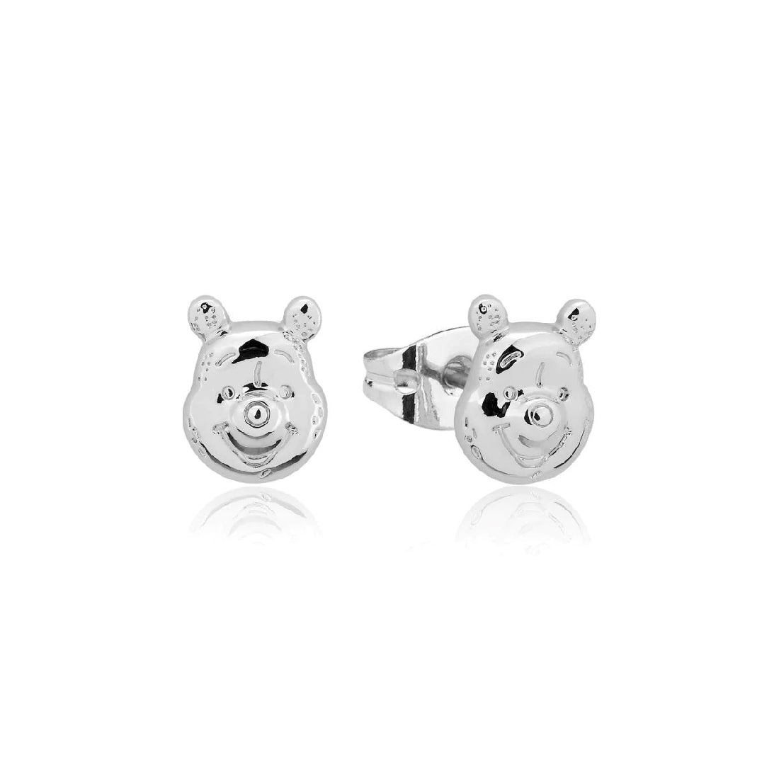 DISNEY COUTURE KINGDOM WINNIE THE POOH STUD EARRINGS WHITE GOLD PLATED