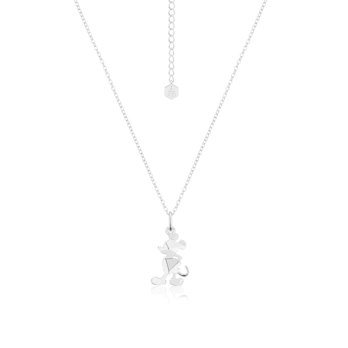 DISNEY 100 COUTURE KINGDOM MICKEY MOUSE FACET CHARM NECKLACE WHITE GOLD PLATED
