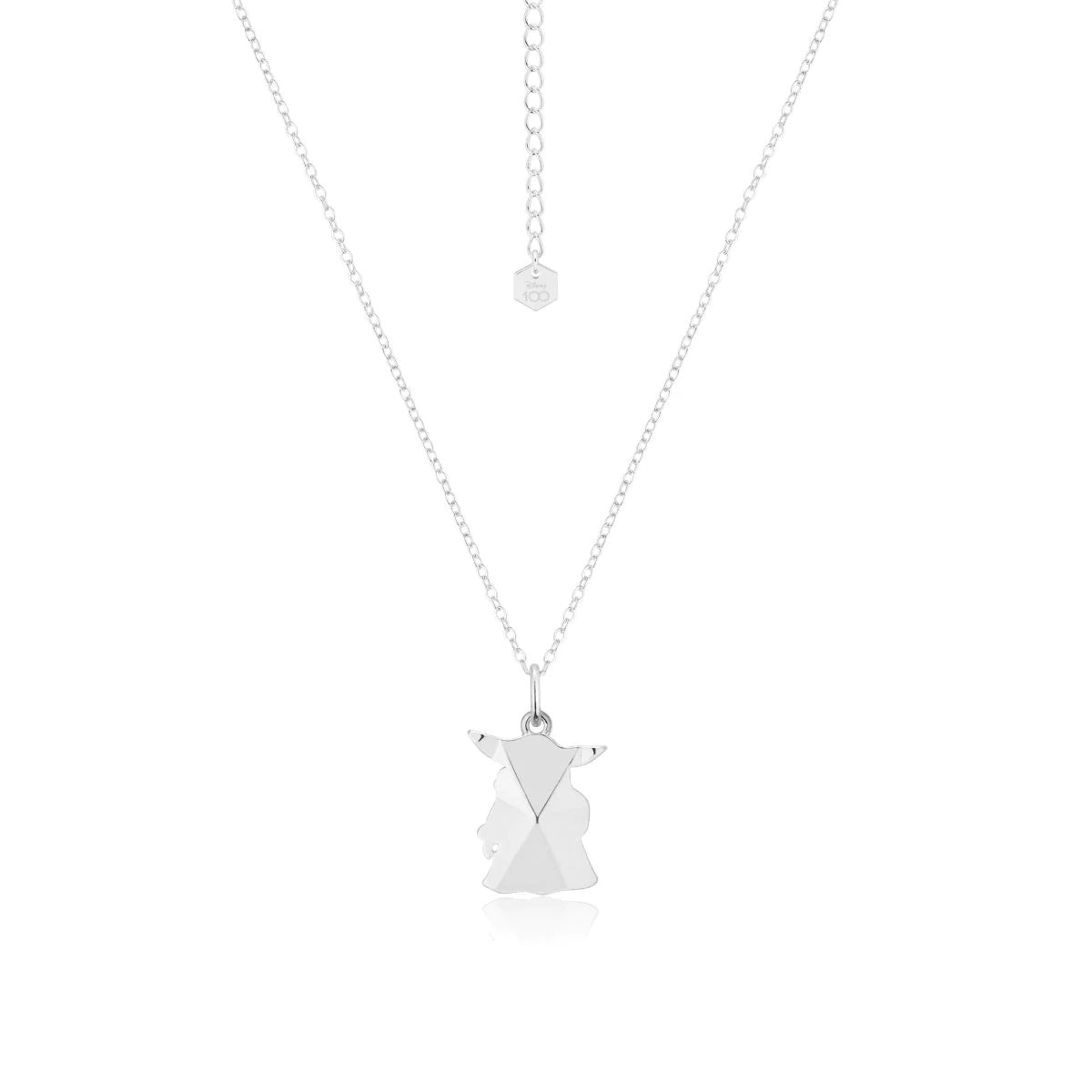 DISNEY 100 COUTURE KINGDOM STAR WARS MANDALORIAN GROGU FACET CHARM NECKLACE WHITE GOLD PLATED