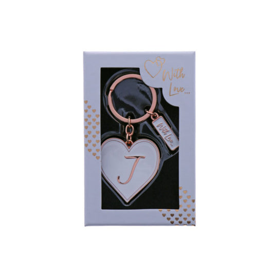 INITIAL KEYRING "J" IN ROSE GOLD