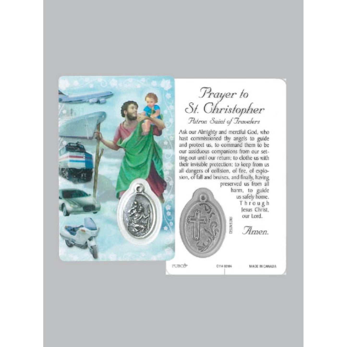 Laminated Window Prayer Card & Charm Saint Christopher