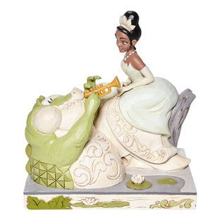 DISNEY TRADITIONS BY JIM SHORE WHITE WOODLAND TIANA WITH LOUIE 19CM